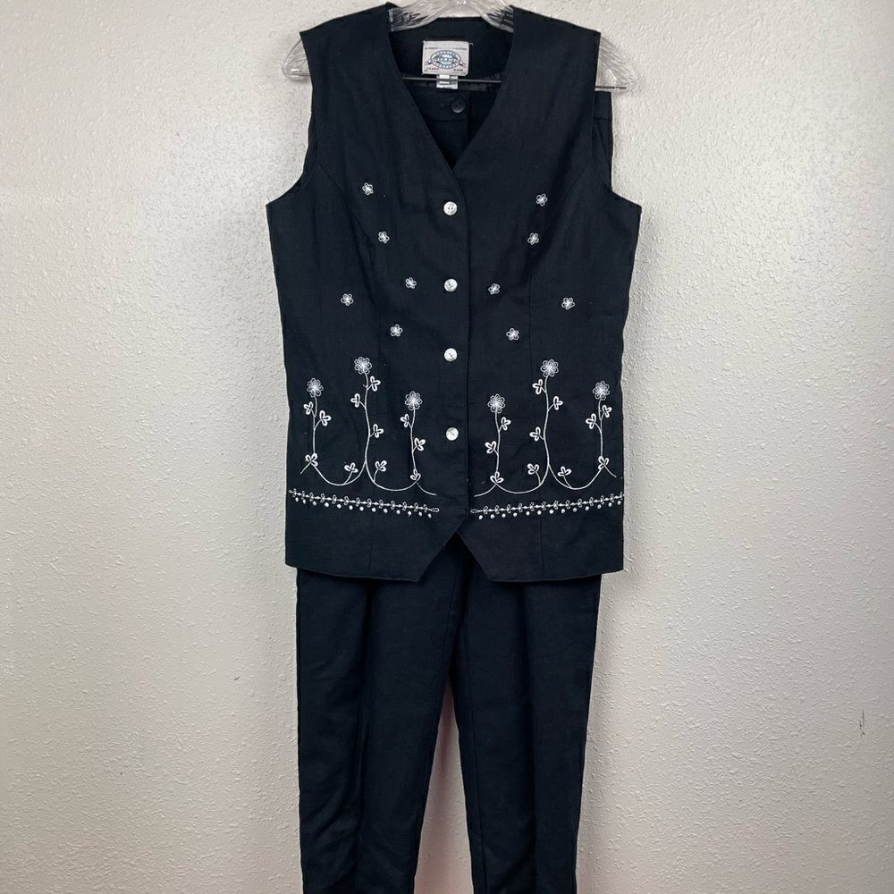 River Ridge Trading Company Matching Two-Piece Linen Blend Vest and Pants Size M